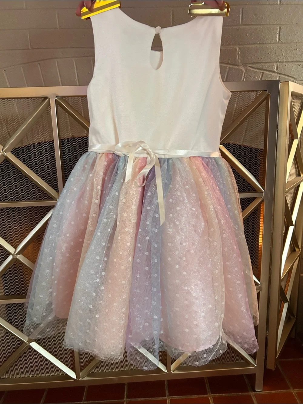 Zunie White and Pastel Rainbow Tulle Party Dress